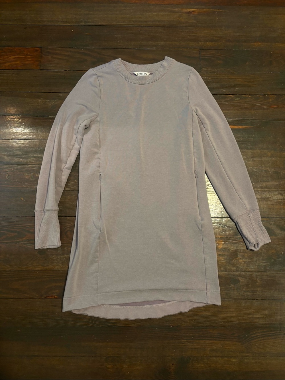 Athleta Long-Sleeve Crewneck Dress in Soft Lavender